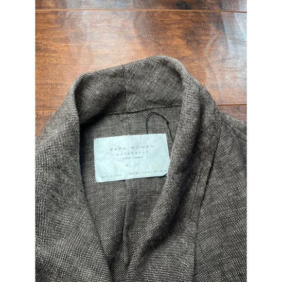 Zara Outerwear 100% Linen Boho Casual Lagenlook Jacket Top Size M - Picture 7 of 9